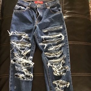 Levi 550 relax fit HIGH WAISTED distressed jeans